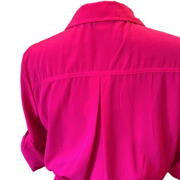 BEBOP - Pink Roll Up Sleeve Duo Pocket Safari Belted Collared Shirt Dress - Picture 13 of 14